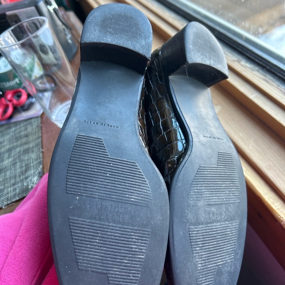 Stuart Weitzman Tassel LoafersWomen’s 7.5 BrownCroc Embossed Leather Block Heel - Picture 4 of 17